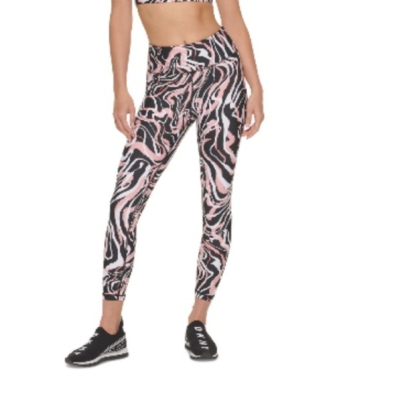 DKNY Women's Marble Print 7/8 Leggings pants  Red Size Small - Picture 5 of 10